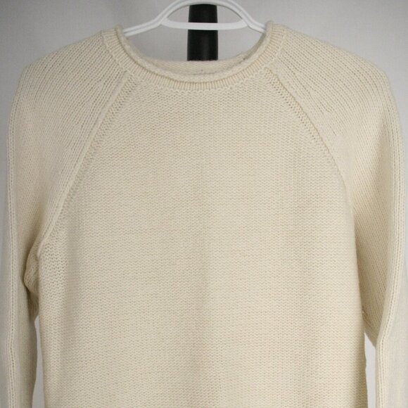Banana Republic Sunday Sunday Wool Blend Cream Raglan Knit Crewneck Sweater Sz S - Picture 2 of 11